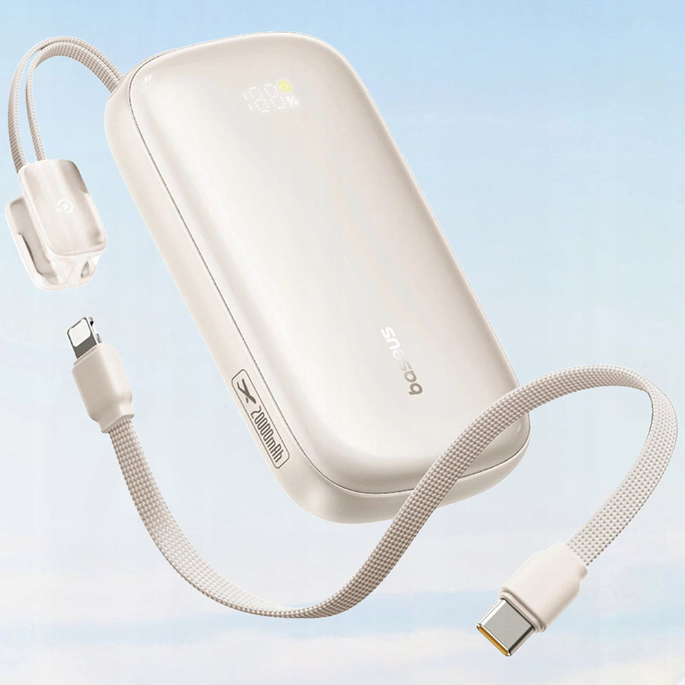 Baterie externa Baseus EnerFill FC21 Qpow 3 Ultra (E0027M01), Detachable Cable, 20000mAh, 22.5W, USB, USB-C, Titanium Natural