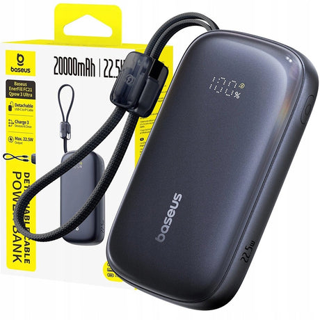Baterie externa Baseus EnerFill FC21 Qpow 3 Ultra (E0027M00), with Detachable Cable, 20000mAh, 22.5W, USB, USB-C, Negru Cosmic
