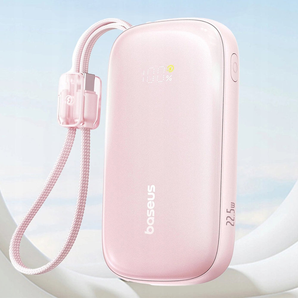 Baterie externa Baseus EnerFill FC21 Qpow 3 Ultra (E0027Q02), Detachable Cable, 10000mAh, 45W, Digital Display, Nebula Pink