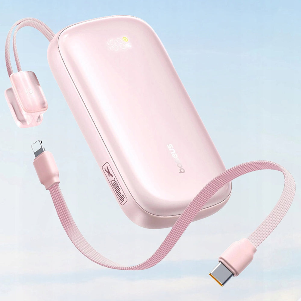 Baterie externa Baseus EnerFill FC21 Qpow 3 Ultra (E0027Q02), Detachable Cable, 10000mAh, 45W, Digital Display, Nebula Pink