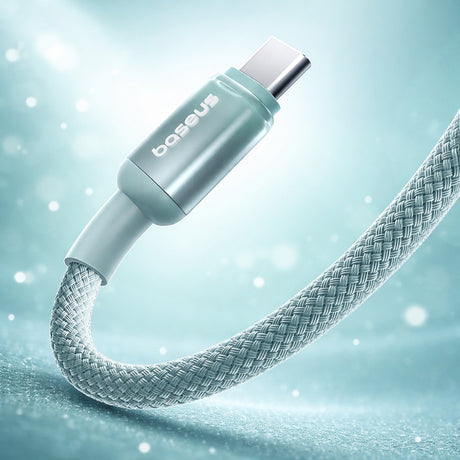 Cablu Baseus Discolor Series (E0420801), USB to Type-C, Braided Nylon Cord, 480Mbps, 100W, 2m, Albastru /Green