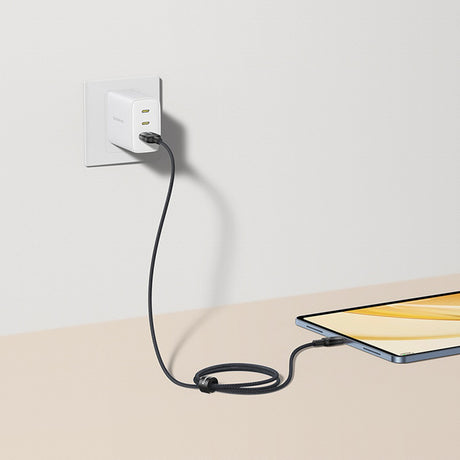Cablu Baseus Discolor Series (E0420801), USB to Type-C, Braided Nylon Cord, 480Mbps, 100W, 2m, Albastru /Green