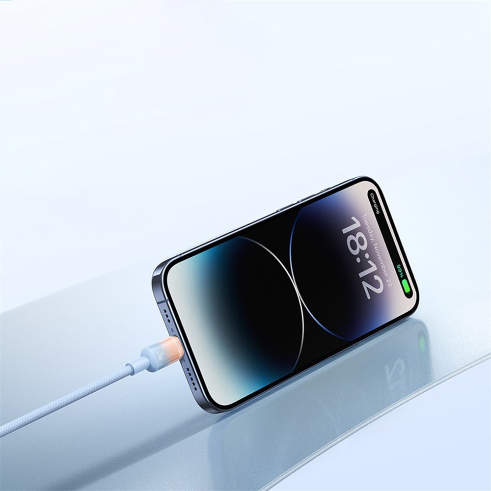 Cablu Baseus Discolor (E0420700), USB-C to USB-C, 100W, 480Mbps, 1m, Albastru /Green