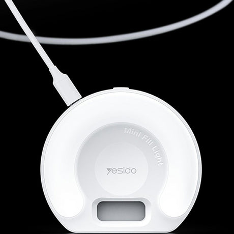 Suport Yesido LED Selfie Light with Phone Clip (DH13), 400mAh, 6.8W, 3 Lights Mode, Alb