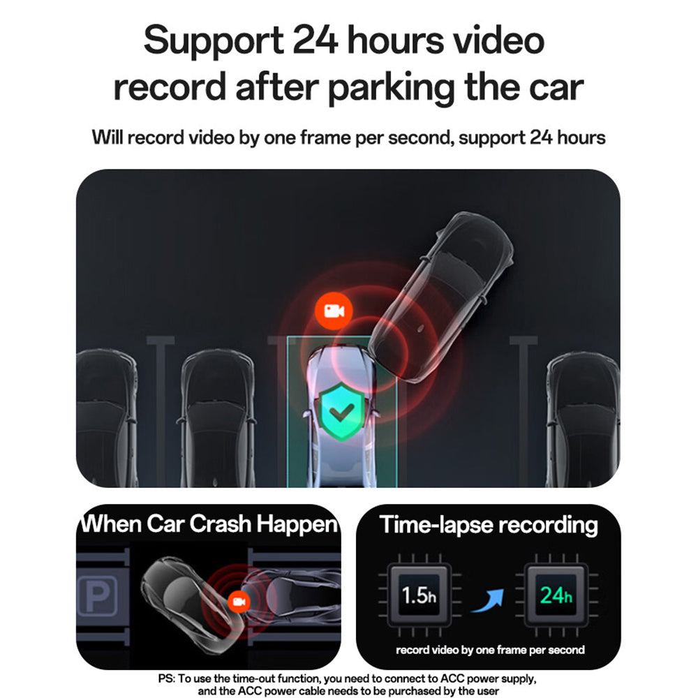 Gadget Yesido Dash Camera (KM22), 120° Wide-Angle Lens, 1080P Dual-Channel Recording, Negru