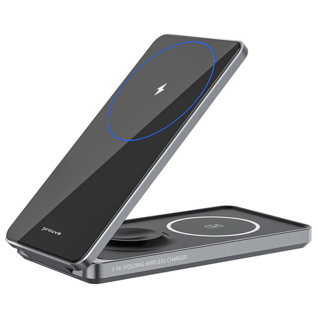 Incarcator Proove Wireless Charging Station Metal Edge (WSME15010003), MagSafe, for iPhone, AirPods, iWatch, Foldable, 15W, Gri