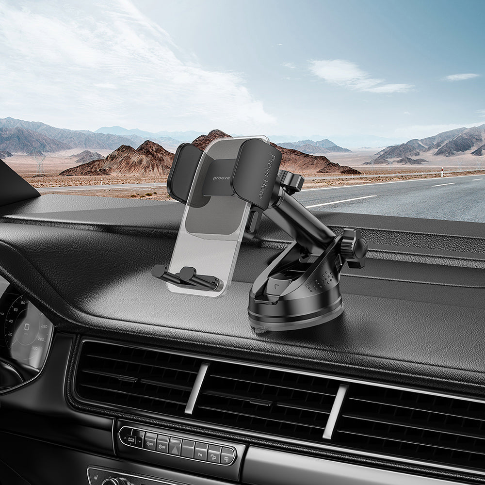 Suport Proove Crystal Clamp Plus (CHCSP0000001), Dashboard, Mechanical Clamp, Suction Cup, Stylish, Universal, Negru