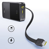 Baterie externa Baseus EnerFill Bipow2 Pro (E0027701), Built-in USB-C Cable, 20000mAh, 22.5W, Digital Display, Negru Cosmic
