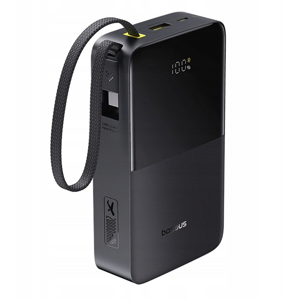 Baterie externa Baseus EnerFill Bipow2 Pro (E0027701), Built-in USB-C Cable, 20000mAh, 22.5W, Digital Display, Negru Cosmic