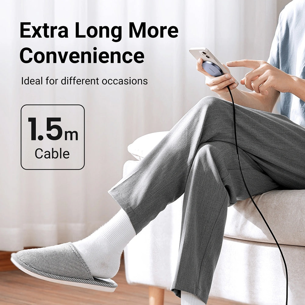 Incarcator Ugreen Wireless CD245 (30233), Qi, 15W, MagSafe, Aluminum Alloy, Strong Magnets, USB-C Cable Included, 1.5m, Gri