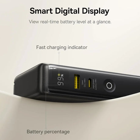 Baterie externa Baseus Nomos NT11 Omni (P10078807123-00), With USB-C Cable, 10000mAh, 67W, Digital Display, Negru Cosmic