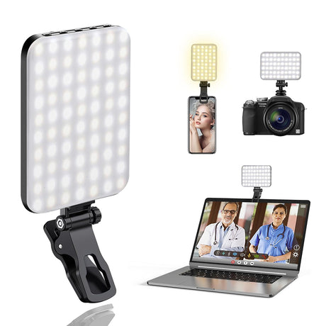 Suport Yesido Selfie Light (DH12), USB-C, 3000mAh, 6W, 120 LED, with Clip-on Design, Negru