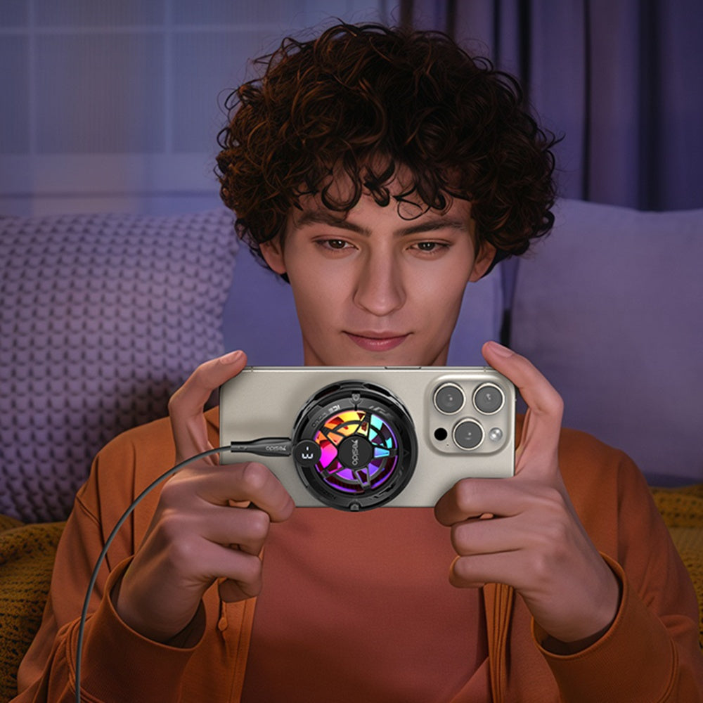 Accesoriu gaming Yesido Phone Cooler (C226), Semiconductor, Magnetic, Universal, Fast Cooling, with RGB, Digital Display, Gri