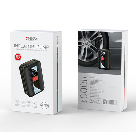 Gadget Yesido Car Compressor (VC04), 4000mAh, 3 - , Negru