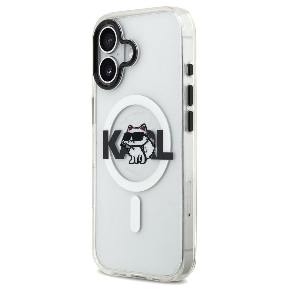 Husa de protectie Karl Lagerfeld IML Choupette Sketch Logo MagSafe (KLHMP17SHGCHGKBT) compatibil cu iPhone 17, Transparent