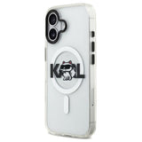 Husa de protectie Karl Lagerfeld IML Choupette Sketch Logo MagSafe (KLHMP17SHGCHGKBT) compatibil cu iPhone 17, Transparent