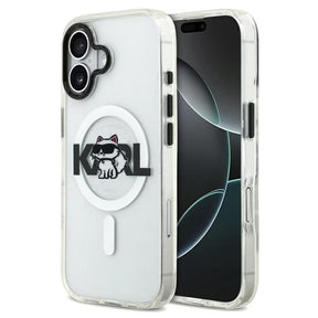 Husa de protectie Karl Lagerfeld IML Choupette Sketch Logo MagSafe (KLHMP17SHGCHGKBT) compatibil cu iPhone 17, Transparent