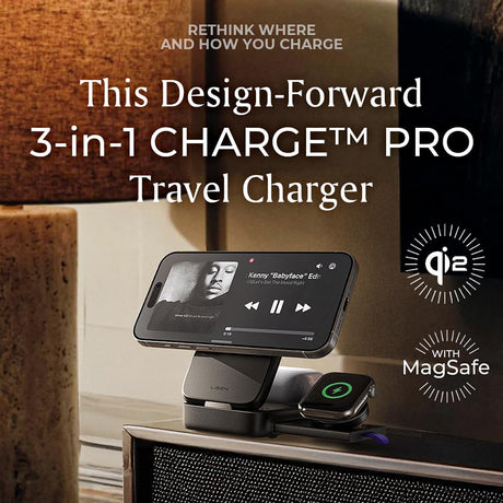Incarcator Lisen Wireless W106 (YL0424120009), with Wall Charger, MagSafe, Fast Charging, 3in1, Qi2, Foldable, 15W, Gri