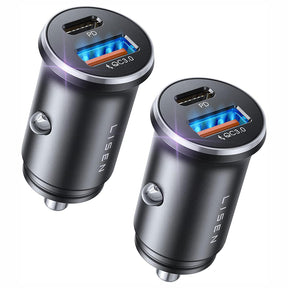 Incarcator Lisen (set de 2) Car (YL0223080038), Fast Charging, USB, Type-C, Cigarette Lighter Adapter, PD36W, QC18W, Negru