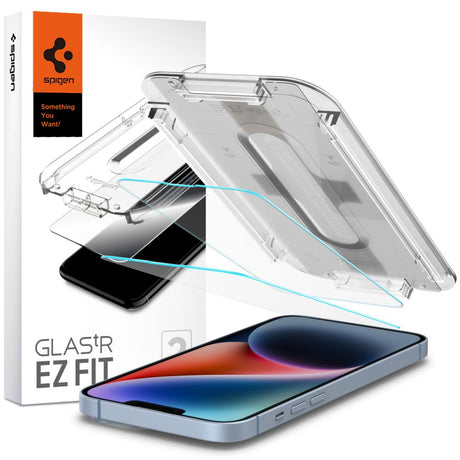Folie de protectie Spigen (set de 2) Glas.tR EZ-FIT (AGL03385) compatibil cu iPhone 13 / iPhone 13 Pro / iPhone 14 / iPhone 16e / iPhone 17e, Transparent