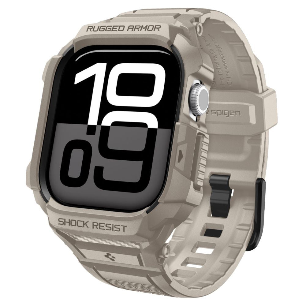 Accesoriu smartwatch Spigen Rugged Armor Pro V2 (ACS10506) compatibil cu Apple Watch 10 46mm / Watch 11 46mm, Dune Beige