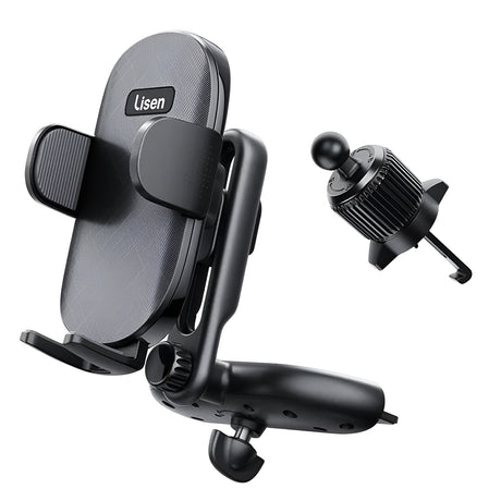 Suport Lisen (YL0222040016), for Air Vent, CD Slot, 2in1, Universal, Multi-Angle Adjustment, Secure Fit, Negru