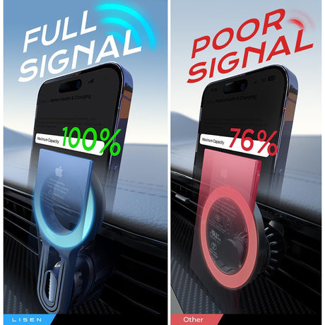 Suport Lisen (YL0222100001), for Air Vent, Magnetic Grip, Universal, Adjustable, Secure Fit, N52 Magnets, Negru