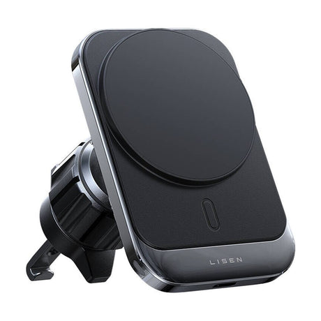 Suport Lisen with Wireless Charging (YL0223070009), MagSafe, Air Vent, Square Shape, One-Click Release, 15W, Negru