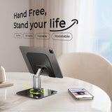 Suport Birou Tableta Lisen Q18 (YL0423120002), Otel Inoxidabil, 360° Rotire, Negru