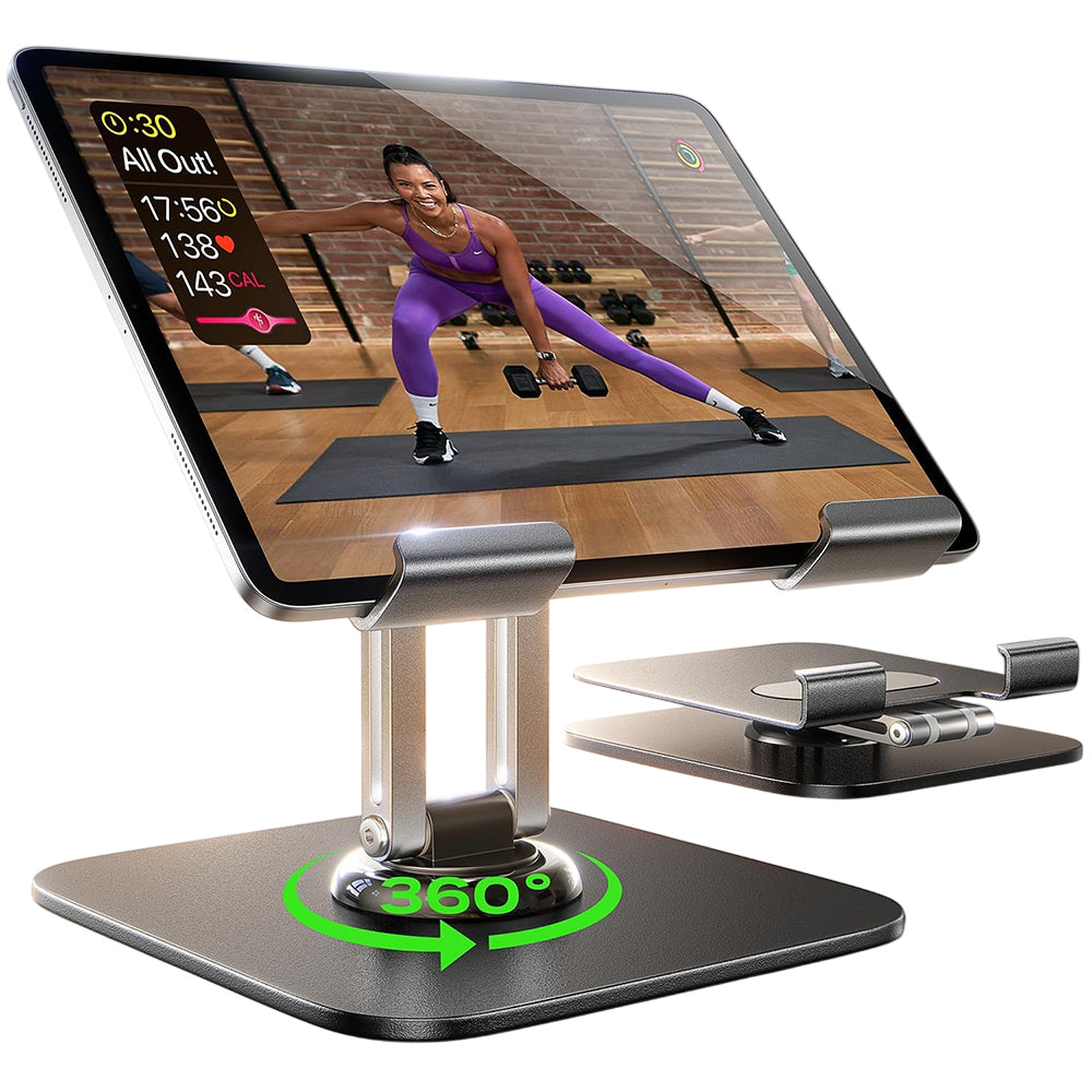Suport Birou Tableta Lisen Q18 (YL0423120002), Otel Inoxidabil, 360° Rotire, Negru