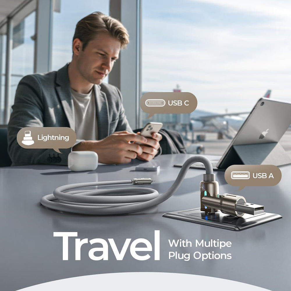 Cablu Lisen (YL0124110002), 4in1 USB/Type-C/Lightning, 240W, 2m, Gri
