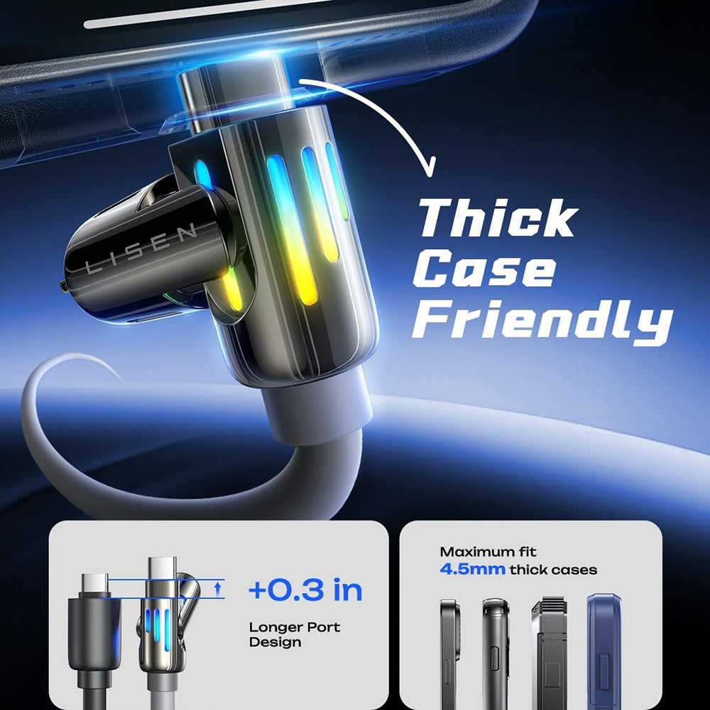 Cablu Lisen (YL0124110002), 4in1 USB/Type-C/Lightning, 240W, 2m, Gri