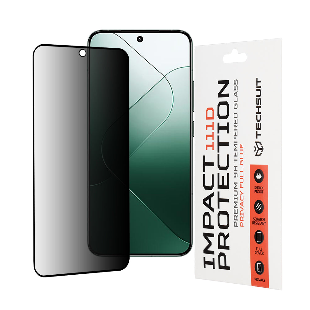 Folie de protectie Techsuit 111D Privacy Full Glue compatibil cu Xiaomi 14, Negru
