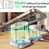 Incarcator Lisen Wireless Charging Station 3-in-1 (YL0424040001), with Wall Charger, Cable, for Phone, Erabuds, Watch, 15W, Gri