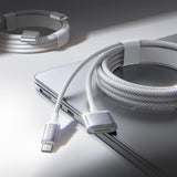 Cablu Lisen (YL0123070001), Type-C to MagSafe 3, for MacBook, 140W, Super Fast Charging, Braided, 2m, Argintiu