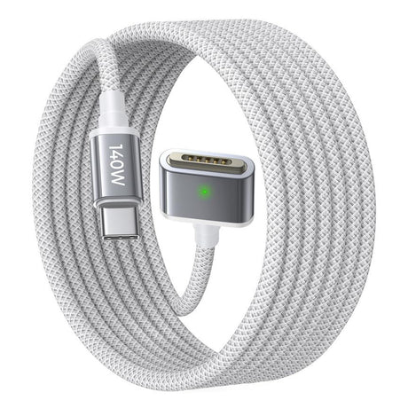Cablu Lisen (YL0123070001), Type-C to MagSafe 3, for MacBook, 140W, Super Fast Charging, Braided, 2m, Argintiu