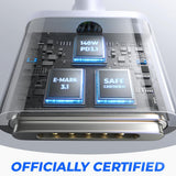Cablu Lisen (YL0123070001), Type-C to MagSafe 3, for MacBook, 140W, Super Fast Charging, Braided, 2m, Argintiu