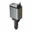 Incarcator Lisen Car (YL0224040031), 4in1, USB, Type-C, with USB-C, Lightning Retractable Cable, Aluminum Alloy, Negru