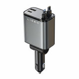 Incarcator Lisen Car (YL0224040031), 4in1, USB, Type-C, with USB-C, Lightning Retractable Cable, Aluminum Alloy, Negru
