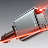 Incarcator Lisen Car (YL0224040031), 4in1, USB, Type-C, with USB-C, Lightning Retractable Cable, Aluminum Alloy, Negru