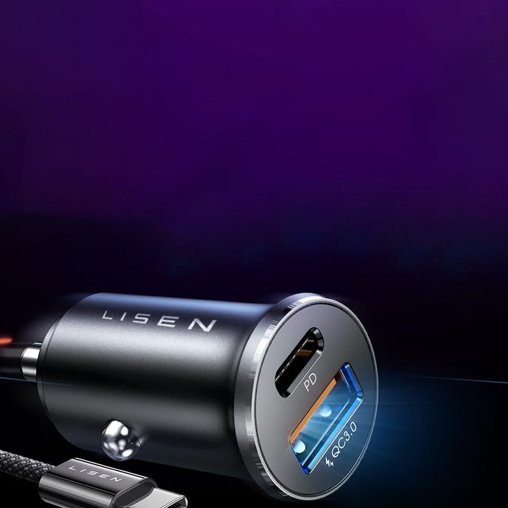 Incarcator Lisen (YL0223110003), USB / USB-C, PD65W, QC3.0, Argintiu