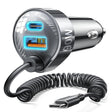 Incarcator Lisen Car (YL0223120020), with Type-C Cable, USB, Type-C, Fast Charge, 90W, 12V/24V, Negru