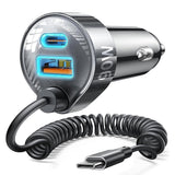 Incarcator Lisen Car (YL0223120020), with Type-C Cable, USB, Type-C, Fast Charge, 90W, 12V/24V, Negru