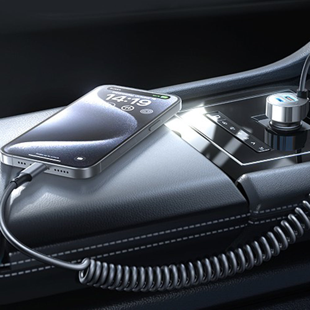 Incarcator Lisen Car (YL0223120020), with Type-C Cable, USB, Type-C, Fast Charge, 90W, 12V/24V, Negru
