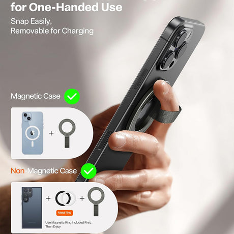 Torras Suport Torras Ostand Magnetic Ring, 360° Rotatable Stand, Phone Holder/Grip, Easy Attach, Negru – imagine 4