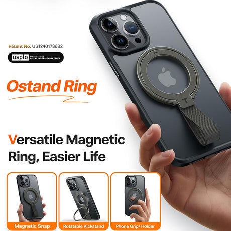 Torras Suport Torras Ostand Magnetic Ring, 360° Rotatable Stand, Phone Holder/Grip, Easy Attach, Bleumarin – imagine 2