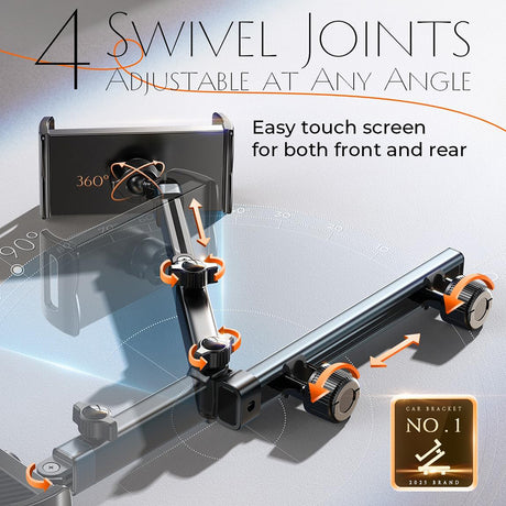 Suport Lisen (YL0423090004), for Headrest, 360° Rotation, Adjustable, for Phone, Tablet up to 12.9", Negru