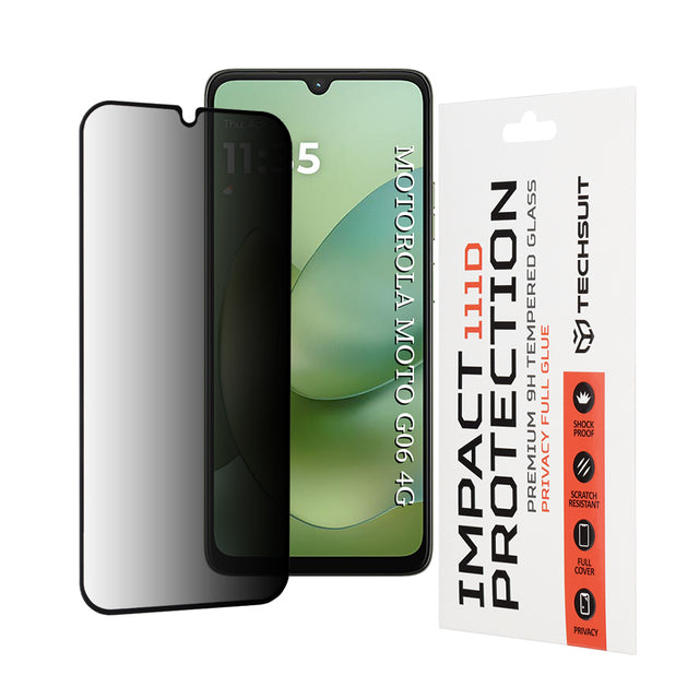 Folie de protectie Techsuit 111D Privacy Full Glue compatibil cu Motorola Moto G06 / Moto G06 Power, Negru