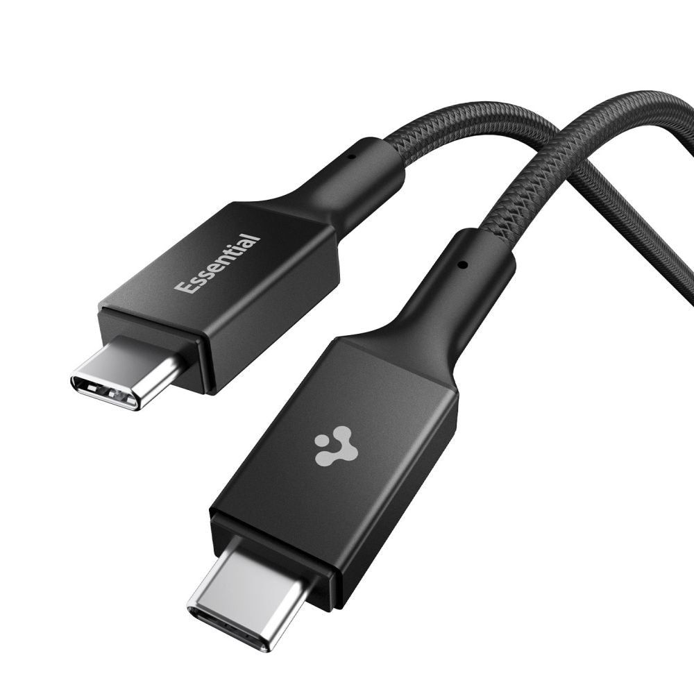 Cablu Spigen Essential EB10015CC (ACA10421), Fast Charging, Type-C, 100W, 5Gbps, E-Marker Chip, 1.5m, Negru