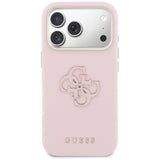 Husa de protectie Guess Hardcase Resin Logo compatibil cu iPhone 17 Pro, Roz